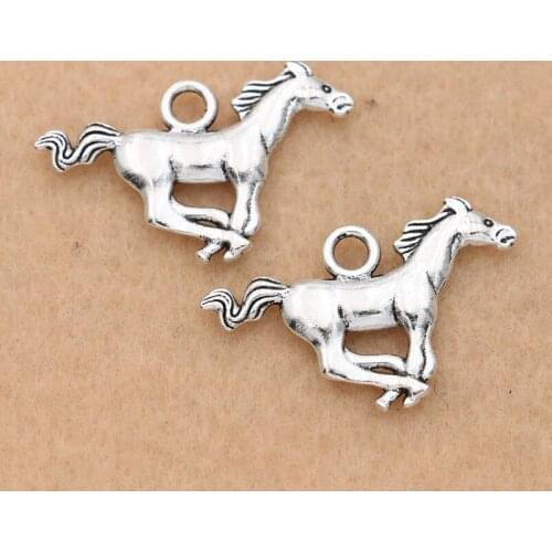 10pcs Antique Silver Plated Horse Charm Pendants for Jewelry Making Bracelet Accessories Diy Jewelry Findings 16x8mm