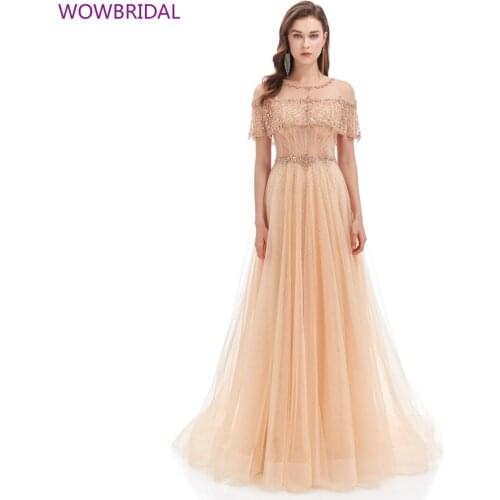 2021 New Sexy See-through Strapless Round Neck Sequins Rhinestone Floor Length Formal Party Solid Color Fashion Evening Dress