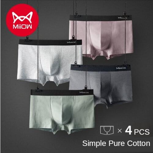 MiiOW Mens Underwear Mens Boxer Shorts Pure Cotton Breathable Antibacterial Youth Boxer Shorts Boys Shorts