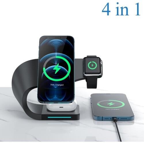 4 in 1 15W Magnetic Wireless Charger Stand For iPhone 12 12 Pro Max Mini USB Charge Fast Charging Station For iWatch AirPods Pro