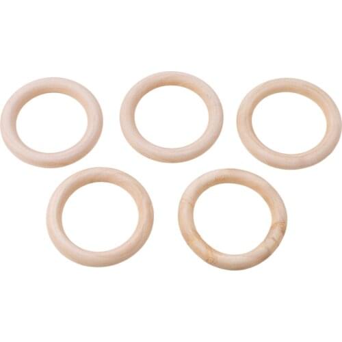5pcs 70mm Wooden Baby Teething Infant Circles Rings Rattles Kids Toys DIY Accessories 3-12 Month Infants Tooth Care Products
