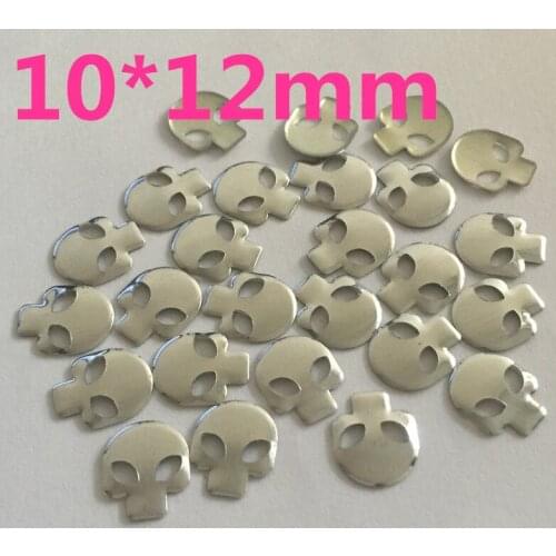 500pcs 10*12mm Hot Fix Rhinestuds Skull 3D Nail Art Metal Studs Spikes Decoration Clothes Rhinestones Free Shipping