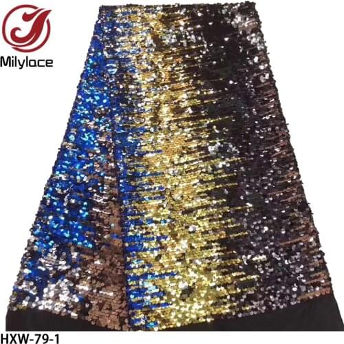 African Lace Fabric 5 Yards 2021 Nigerian Party Dress Sewing Material Sequin Embroidery French Net Lace 5 Yards HXW-79