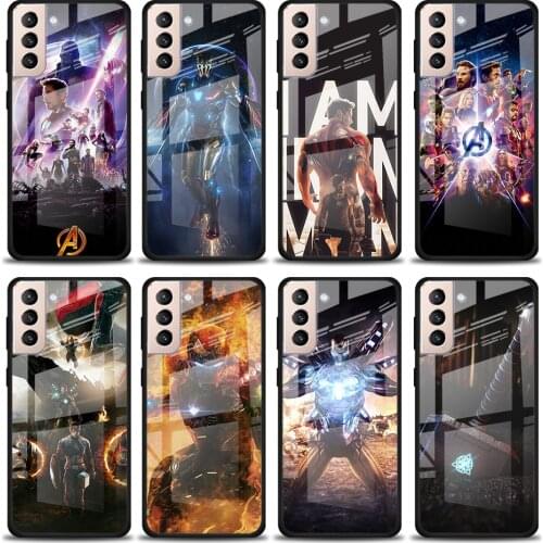 Iron Man Marvel Avengers Tempered Glass Cover For Samsung Galaxy S21 Plus Ultra M21 M31 M51 A52 A72 Phone Case Coque