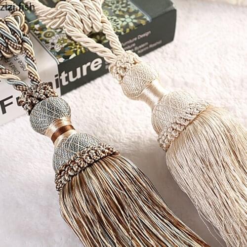 Curtain Rod Decorative Hanging Ball Curtain Straps Tie Rope Tassel Hanging Fringe 2-piece Set Curtain Tie Buckle Wall Hangings