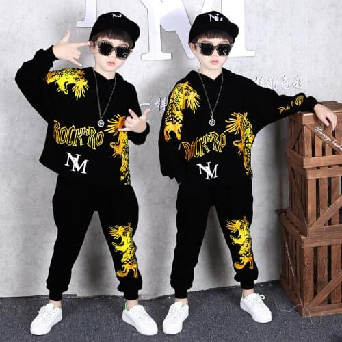 3-14 Years Boys Girls Spring Autumn Teen Childrens Sport Hip Hop Dance Hoodies & Harem Pants 2021 Spring Two-Piece Outfits