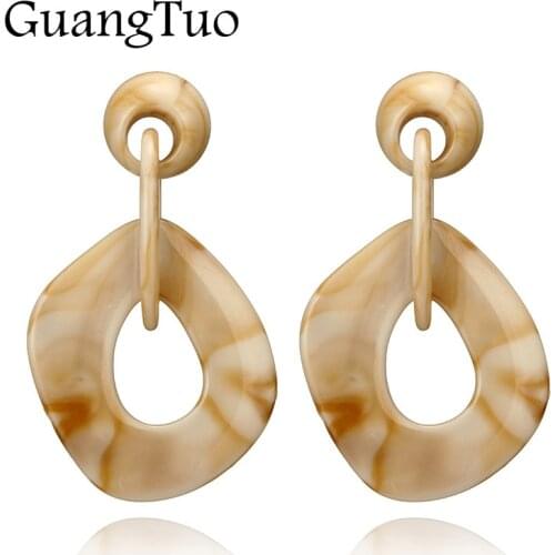 EK2188 European Long Acrylic Pattern Chain Hanging Earrings for Women Fashion Jewelry Geometric Statement Dangle Earring Brincos