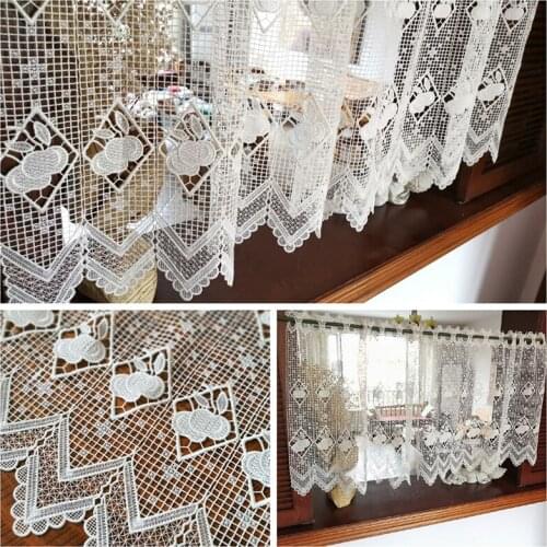 50x62cm European White Translucent Coffee Curtain Warp Knitted Curtains Kitchen Tulle Lace Sheer Jacquard Bedroom Curtains Decor
