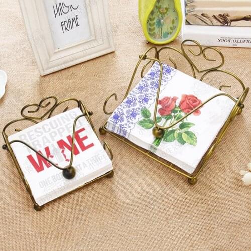 European iron Napkin Paper Holder tissue paper dispenser Paper Case Desktop organzier table decoration for Restaurant hotel