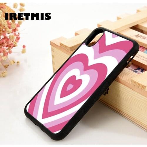 Iretmis 5 5S SE 6 6S TPU Silicone Rubber Phone Case Cover for iPhone 7 8 Plus X Xs 11 12 MINI Pro Max XR Heart pink