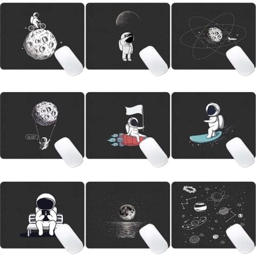PU Leather Computer Mouse-pad Waterproof Astronaut Pattern Durable PU Leather Laptop Gaming Small Mouse Mat