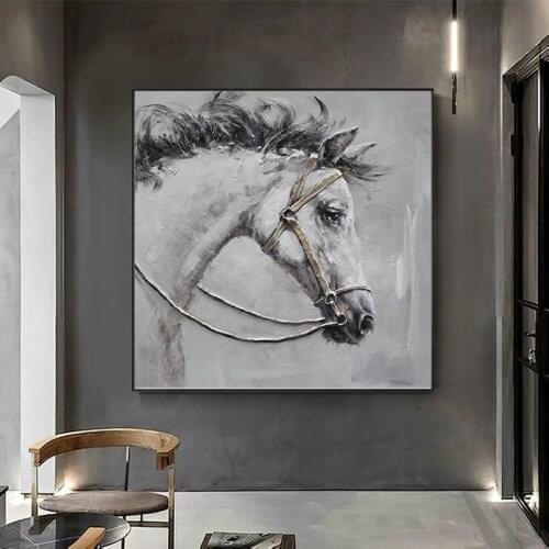 Embellish White Horse Animals Oil Painting Picture Wall Art Pictures For Living Room Hallway Bedroom Canvas Paintings No Frame