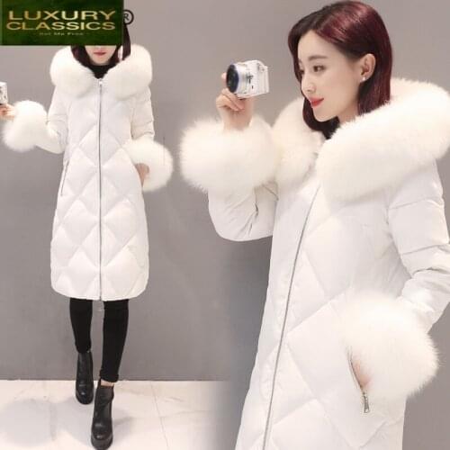 Jacket Brand Womens Down Warm Winter Female Jacket 2021 Streetwear Fashion 90% Duck Down Coat Real Fox Fur Parka 81216