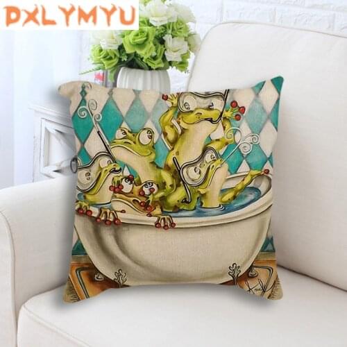 Cartoon Pillows Covers Nordic Style Cushion Cover Home Decor Frog Throw Pillows Case Linen Pillowcase Cushion Cover For Sofa