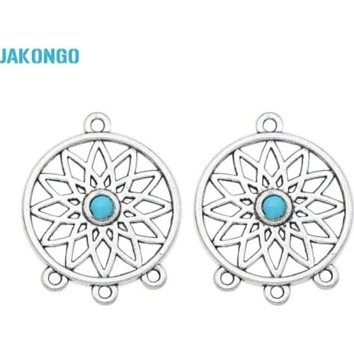 JAKONGO Antique Silver Plated Dreamcatcher 1-3 Connectors for Jewelry Making Findings Accessories DIY Handmade Craft 33x26mm