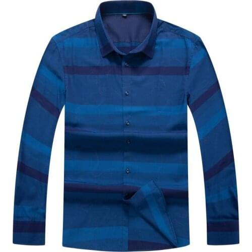 High quality new Plus Size 8XL 7XL 6XL Mens Business Casual Long Sleeved Shirt Classic Striped Male Social Dress Shirts