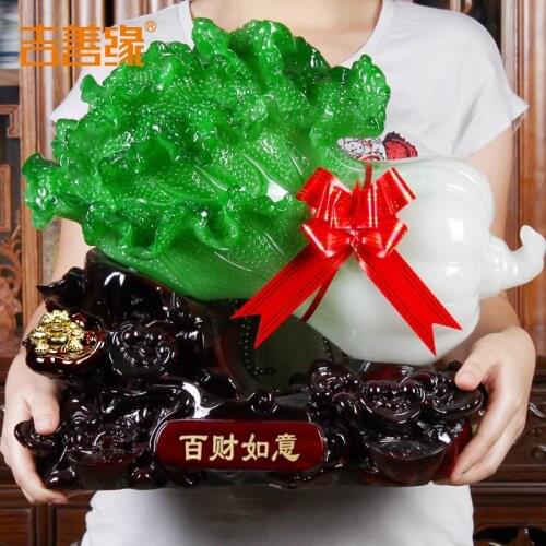 The jade cabbage ornaments Home Furnishing lucky large office room decor decoration craft business gifts 2933