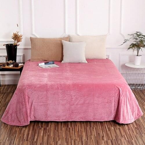 2019 new products Thicker Warm Crystal velvet Bedspread Fitted Sheet Pillowcases 2/3 pcs Solid Luxury Bedding