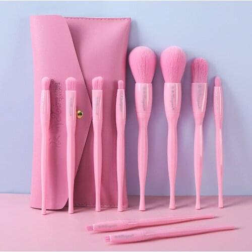 New Candy Color Makeup Brushes Set With Bag Eyeshadow Powder Plastic Handle Concealer Cosmetics Eyebrow Beauty Eyelash Tools