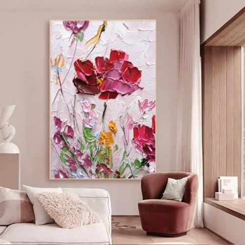 3D Knife Thick texture flower abstract oil painting wall art home decoration modern painting on canvas handmade for living room