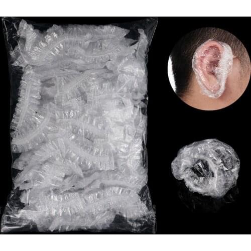50/100pcs Disposable Plastic Waterproof Ear Protector Cover Caps Salon Hairdressing Dye Shield Protection Shower Cap Tool