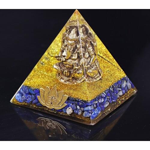 Orgonite Pyramid Copper Ganesha Buddha Figurine Ornaments Yoga Handmade Elephant God Buddha Statue Buddhsit Handicrafts