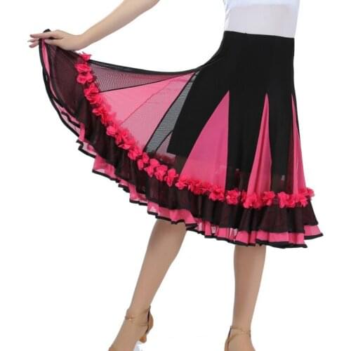 Color Matching Dance Practice Skirt Latin Dance Big Swing Mesh Perspective Dance Skirt