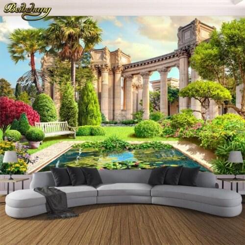Beibehang Custom Photo Wallpaper Mural Wall Sticker Roman Column Garden Landscape 3d Background Wall papel de parede 3D