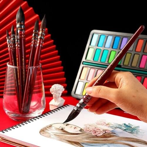 Professional Watercolor Paint Brush Set Handmade Squirrel Nylon Hair Pointed Brush for Watercolor Brush Painting Set Art Suppl
