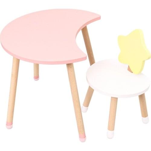 Simple childrens solid wood desk and chair set