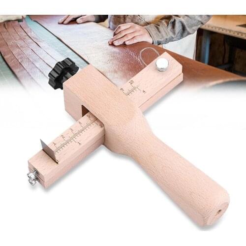 TOPINCN Adjustable Leather Strap Cutter Leathercraft Strip Belt DIY Hand Cutting Wooden Strap Knife Leather Tools With 5 Blades