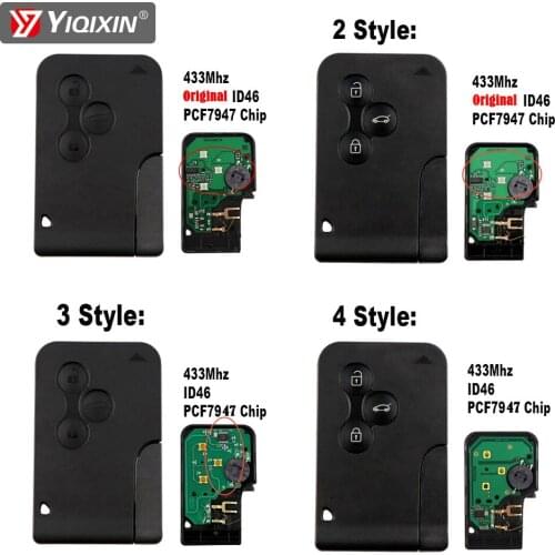 YIQIXIN 5Pcs 3 Button Smart Card 433Mhz ID46 PCF7947 Chip Insert Small Key Blade For Renault Megane 2 3 Koleos Clio Grand Scenic