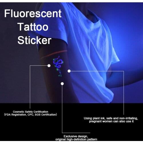 Luminous Tattoo Sticker Small Element Light Festival Temporary Fake Tatoo Shine in the dark Waterproof Tattoo