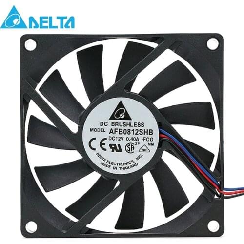 Original for delta AFB0812SHB 80*80*15mm 8015 12V 0.40A 3Wire Computer Cooler Cooling Fan