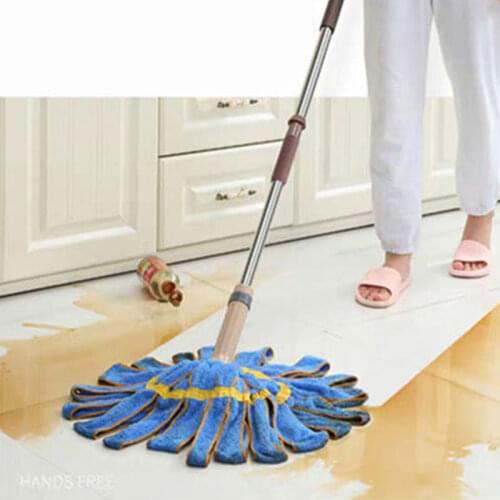 Rotary Self-Twisting Water Mop Household Cleaning Tile Wood Floor Mop Absorbent Steel Rod Mop Head Free Hand Wash