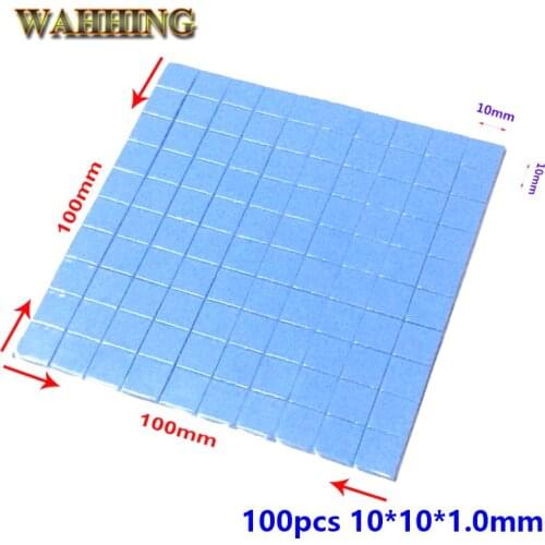 High Quality 100pcs 10mm*10mm*1mm Thermal Pad GPU CPU Heatsink Cooling Conductive Silicone Pad Blue HY1568