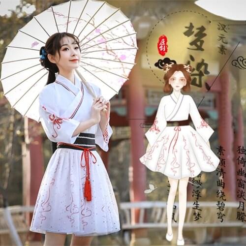 Summer Harajuku Japanese Traditional Kimono Skirt Set Women Asian Vintage Yukata Embrodiery Obi Female Dresses Fairy Retro Hanfu