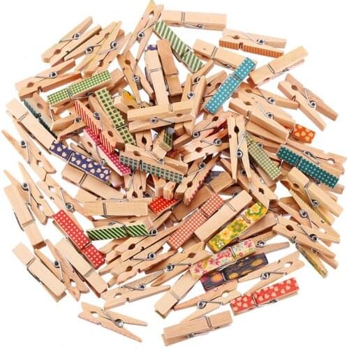 50Pcs Cute Painted Mini Wooden Clips Color Home Decor DIY Craft Arts Pegs Lovely Small Spring Clamps Memo Paper Photo Clips
