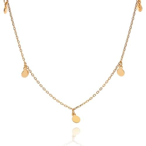 LEVEN FANCY 925 Sterling Silver Multi Circles Mini Round Disc Fringe Small Coins Choker Party Bib Statement Necklace for Women