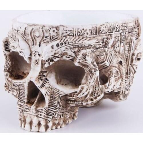 1pcs/lot Party Decorations Skull Creative Flower Pot With Pattern Horror Halloween Props Resin For Bar Home Garden Ornament