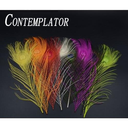 16pcs 8colors Assorted Fly Tying Full Peacock Tails Making Beauty Snow Fly Peacock Feathers For Nymphs&Dries