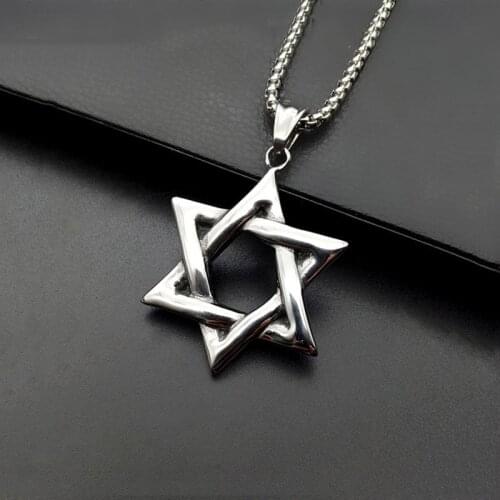 316L Star of David Pendant Israel Chain Necklace Women Stainless Steel Judaica Silver Color Jewish Men Jewelry