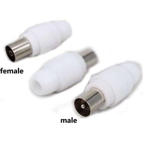 5pcs 75-5 Free Welding RF Television Male Female Plug 9.5 TV RF Terminal Antenna Connector White colour