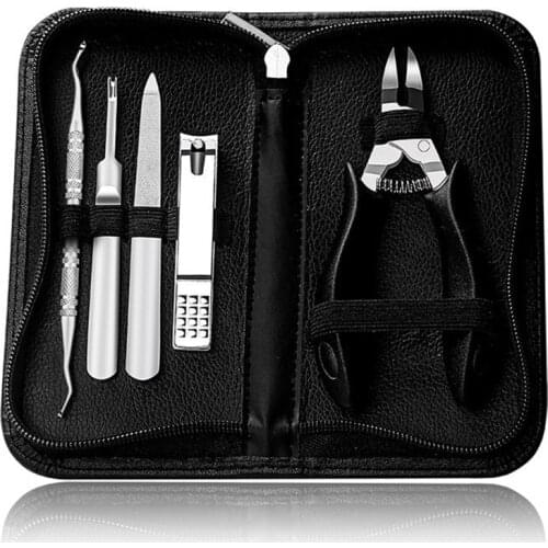 5pcs Nail Clippers Set Cutters for Manicure Kit File Pedicure Tool Cuticle Scissors Nippers Ingrown Toenail Podiatry Correct