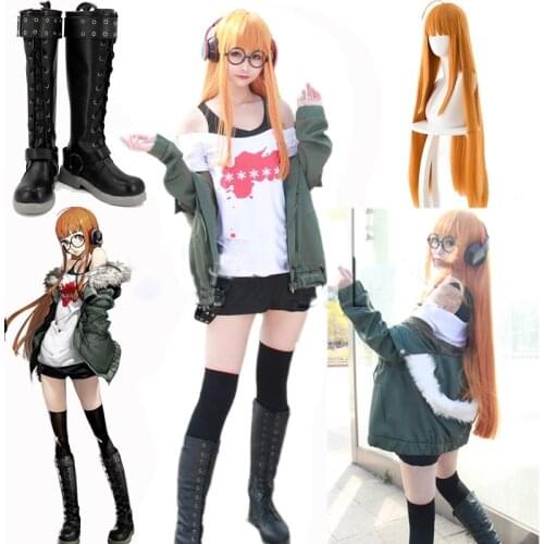 Anime Persona 5 Sakura Futaba Cosplay Costume Futaba Sakura Uniforms Outfit Jacket T-shirt Shorts Belt Stockings Glasses