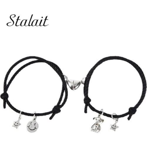 Simple Love Magnetic Star Spaceman Bracelets Astronaut Attracting Charm Colored Rope Gift For Couple Bracelet Pair Jewer Handmad