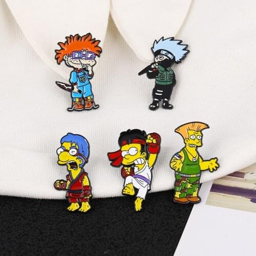 HOSENG 5Pcs/ Lot Anime Characters Cartoon Brooch Cute Naughty Student Personality School Bag Alloy Jewelry Pin HS_921