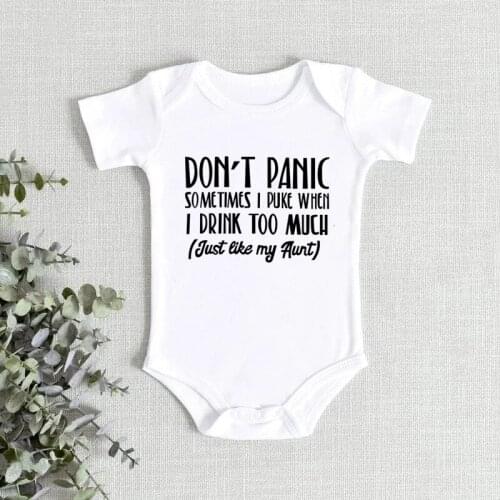 Don't Panic Just Like My Aunt Funny Baby Bodysuits Cotton Short Sleeve Girls Boys Clothes Onesies Baby Summer Outfits