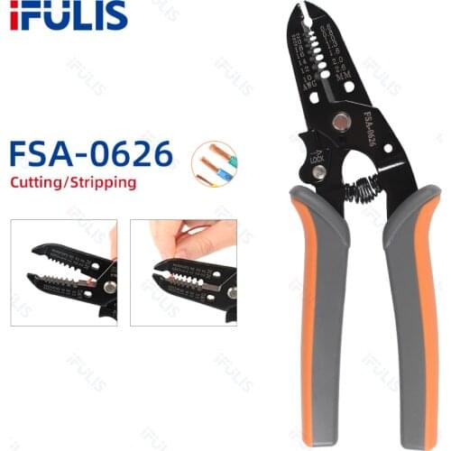 FSA-0626 Multifunction Stripping Clamp Cable Cutter Electrical AWG22-10 0.6-2.6mm Wire Stripper Terminal Crimping Home Tools
