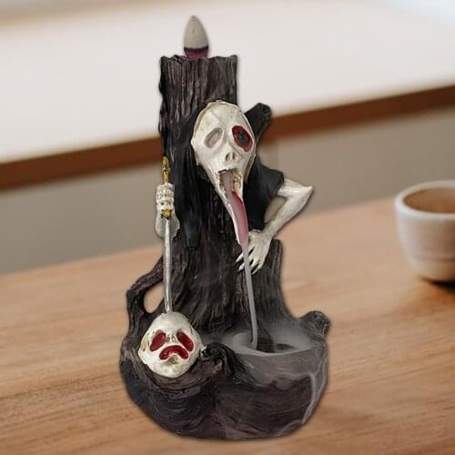Halloween Ghost Statues Backflow Incense Burner Waterfall Incense Holder Zen Home Decor Censer Home Party Decor